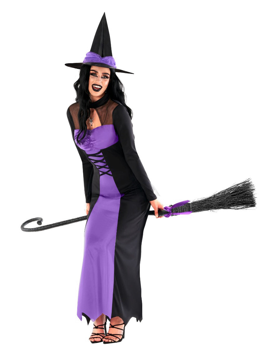 Plus Size Purple and Black Wicked Witch Womens Costume - Alternate Image