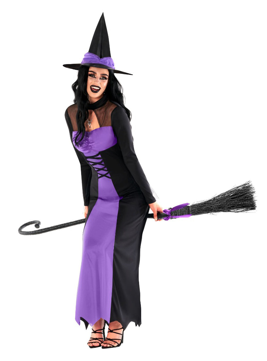 Purple and Black Wicked Witch Womens Costume - Alternate Image