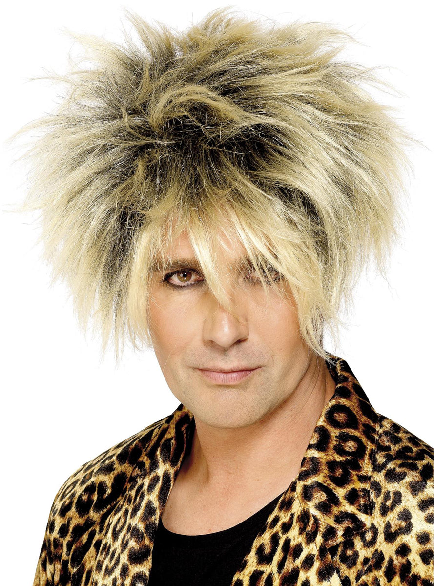 Mens Blonde Wild Boy 80s Costume Wig