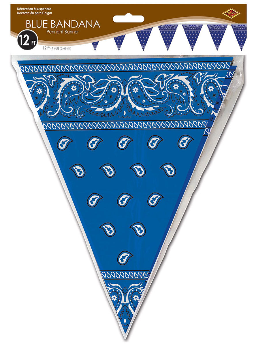Blue Paisley Print Pennant Flag Decoration - Packaging Image