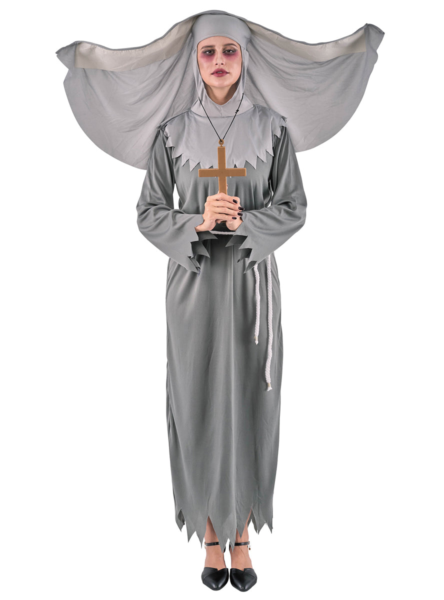 Alternative image of Winged Grey Evil Nun Womens Halloween Costume