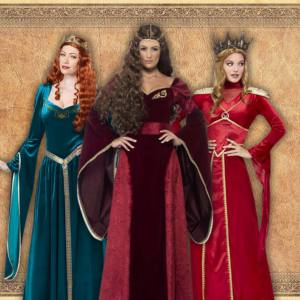 Image of women in Medieval and Renaissance costumes