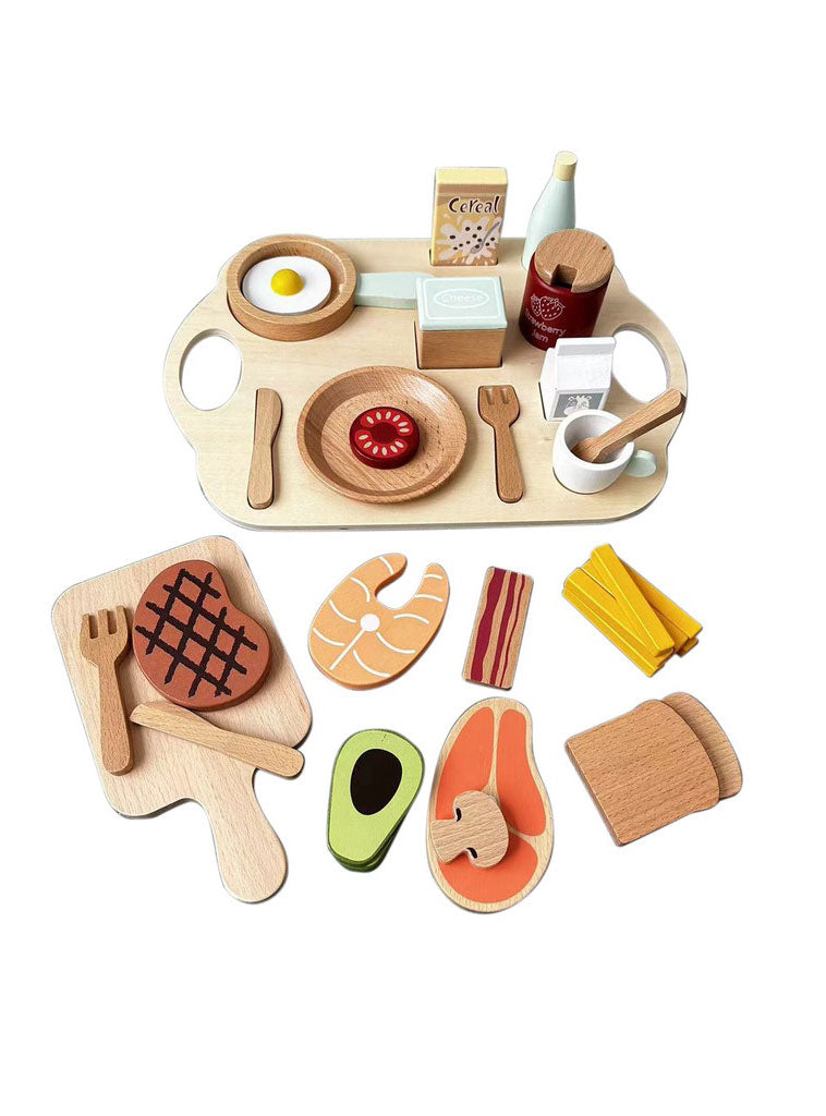 Wooden Breakfast Set Kids Imaginative Play Food - Alternative Image