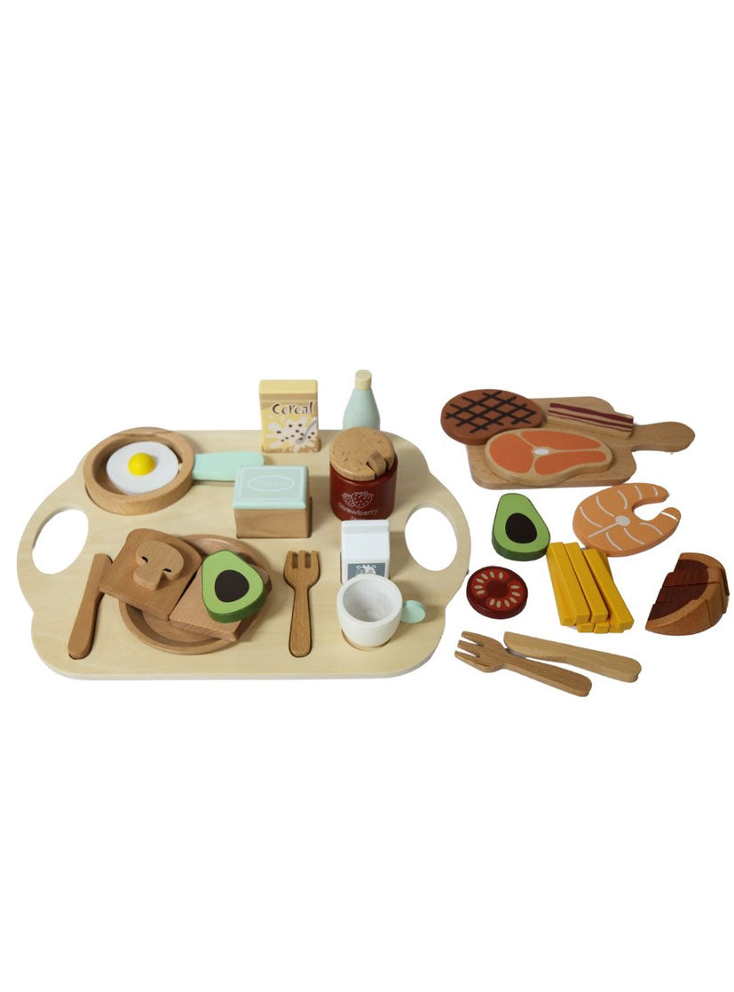 Wooden Breakfast Set Kids Imaginative Play Food - Main Image