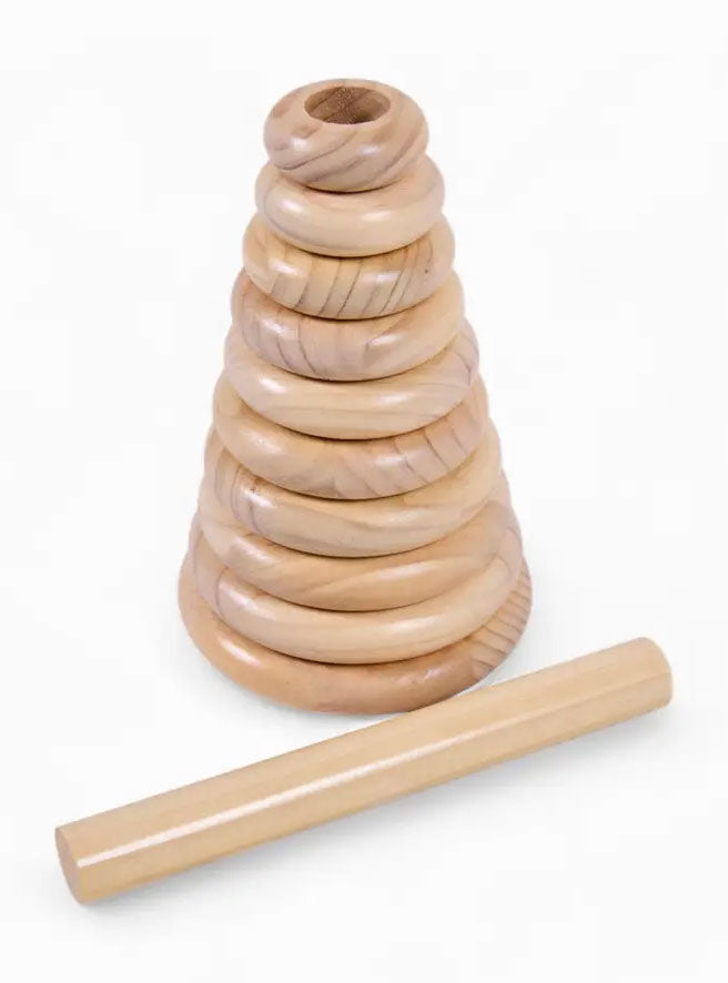 Wooden Ring Stacker Kids Toy With 9 Rings - Alternative Image 5