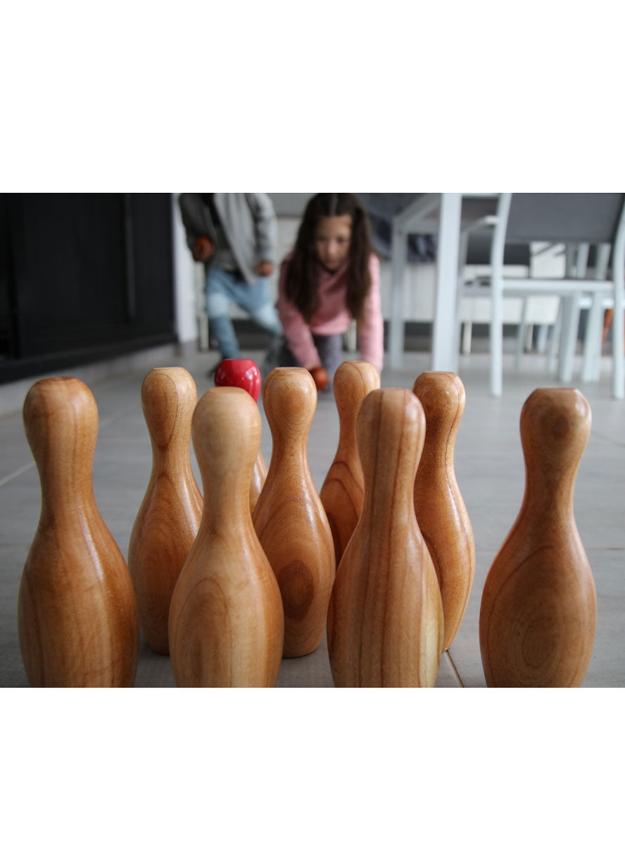 Wooden Skittles Outdoor Bowling Ball Game - Lifestyle Image 2