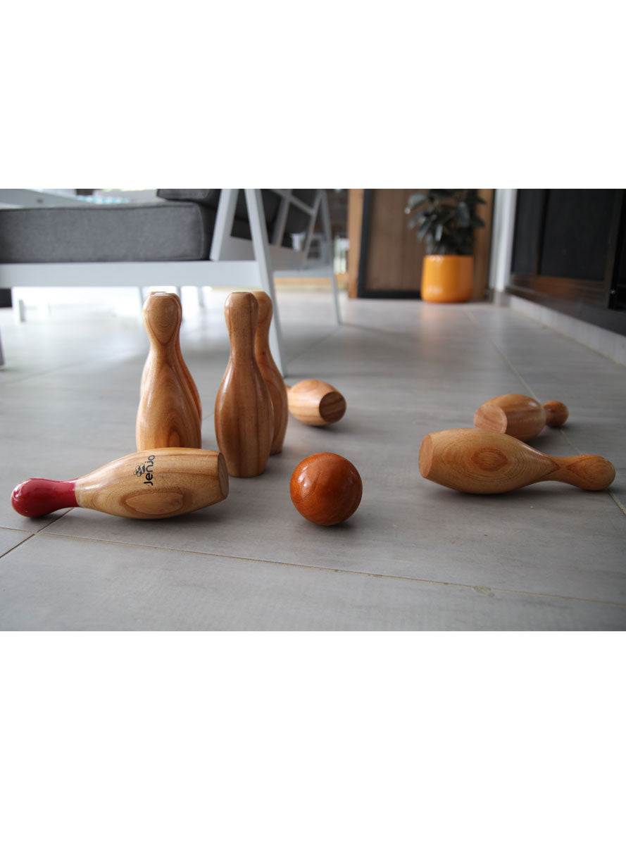 Wooden Skittles Outdoor Bowling Ball Game - Lifestyle Image 3