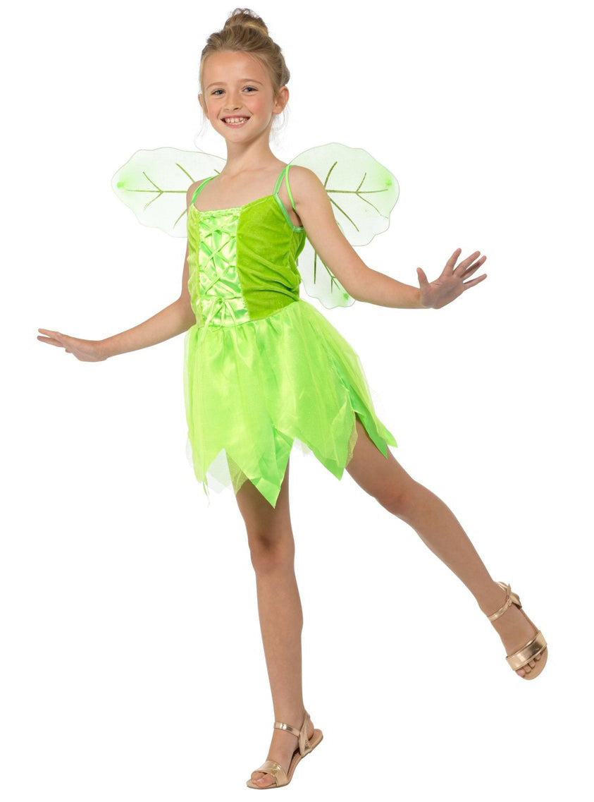 Woodland Fairy Girls Tinkerbell Costume - Alternative Image