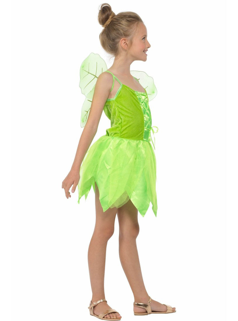 Woodland Fairy Girls Tinkerbell Costume - Side Image