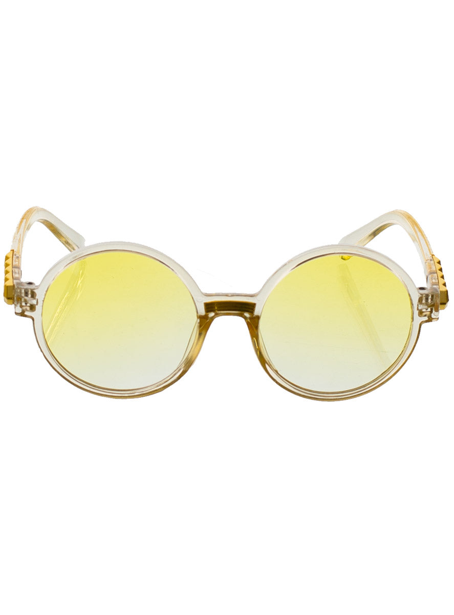 1970s Womens Gold Framed Yellow Lens Costume Glasses