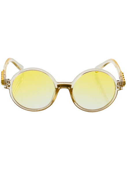 1970s Womens Gold Framed Yellow Lens Costume Glasses