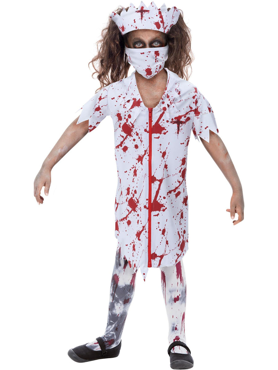 girls halloween bloody zombie nurse costume - Main image