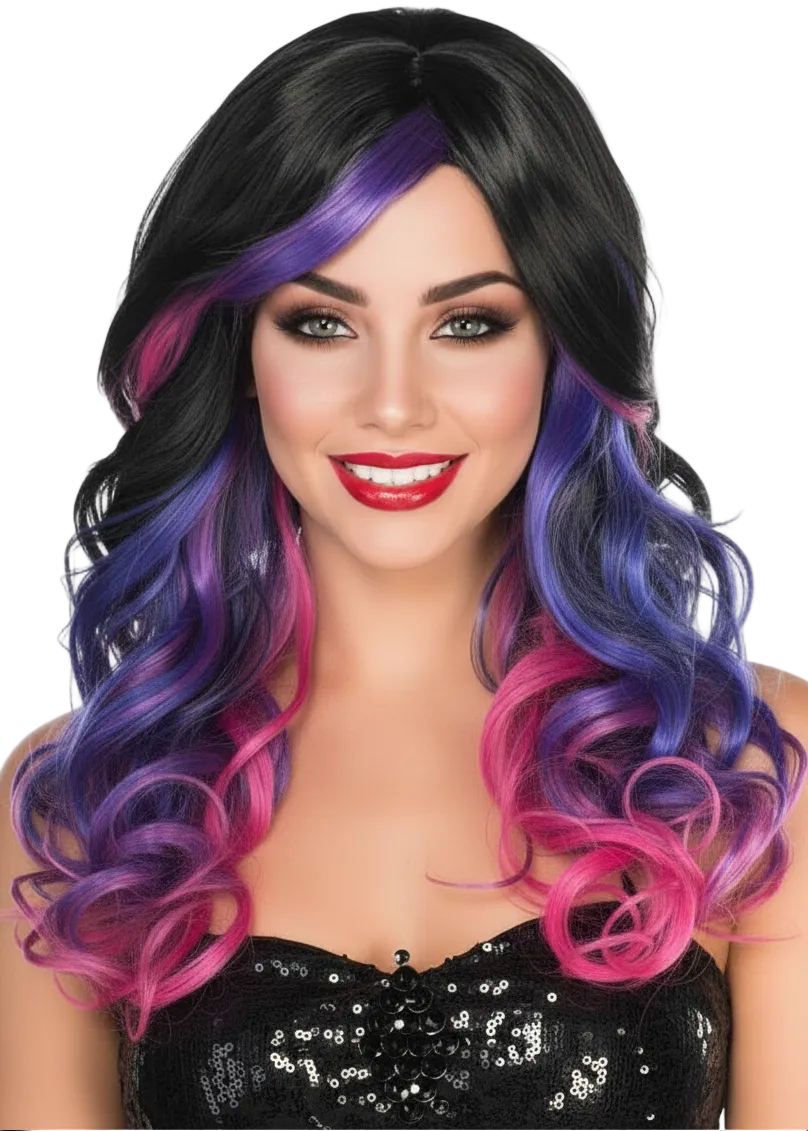 Black Pink and Pink Wig - Wigs Australia - Main IMage