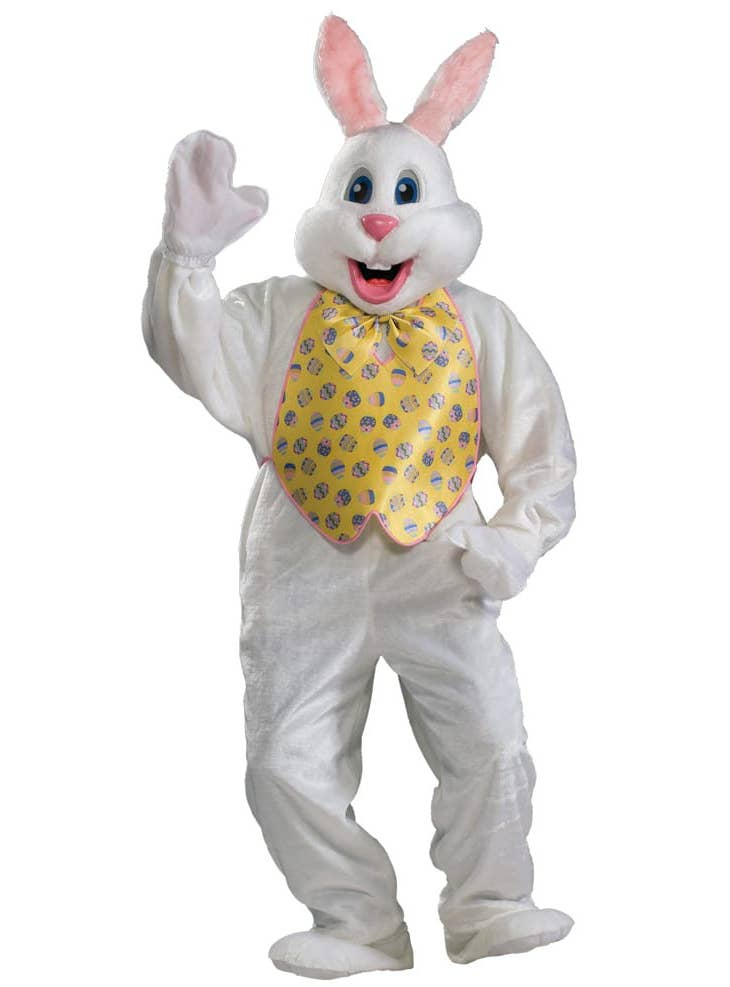 Super Deluxe Adult's White Plush Mascot Easter Bunny Costume