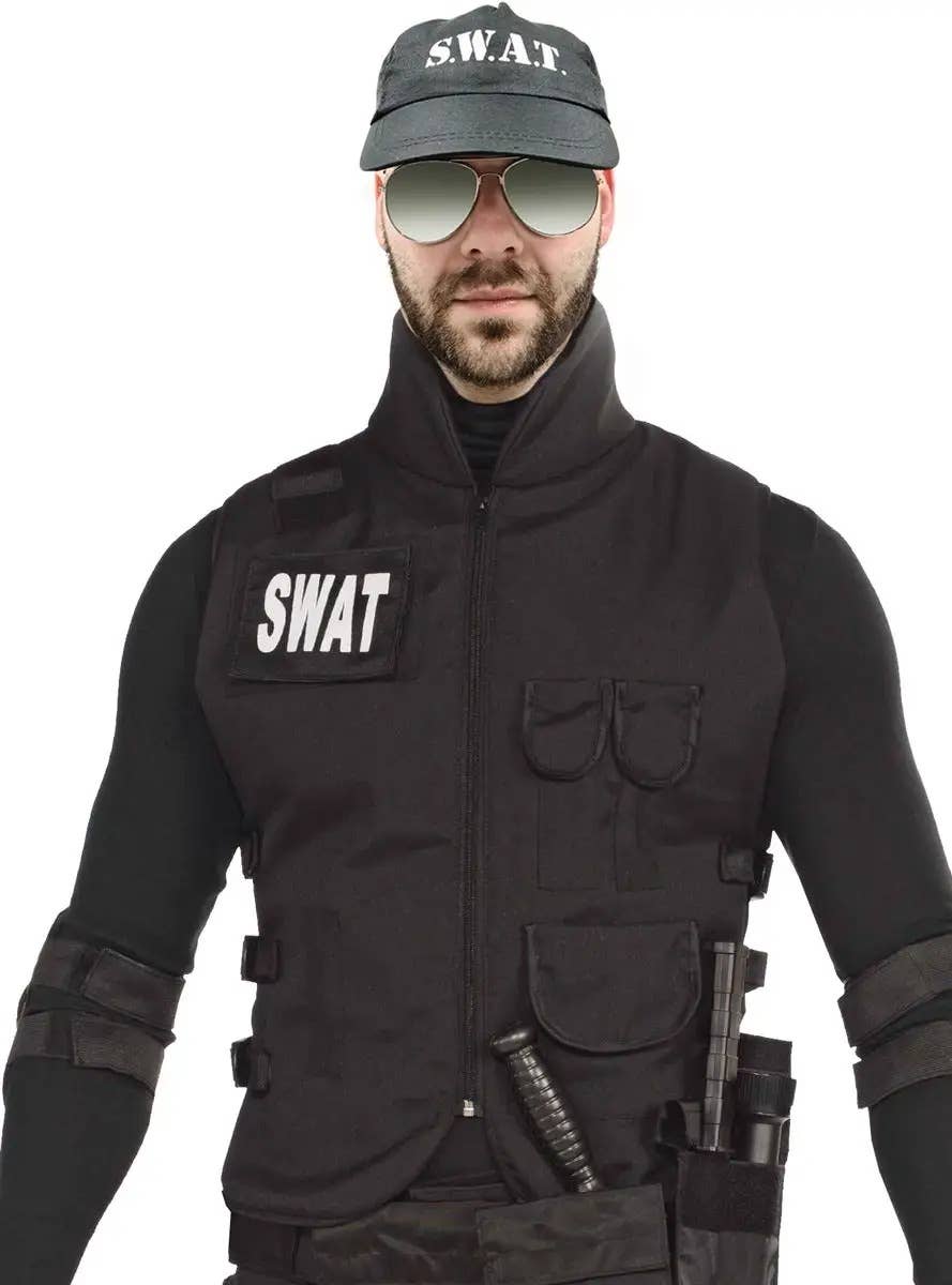 SWAT Police Plus Size Men's Costume Vest - Close Image