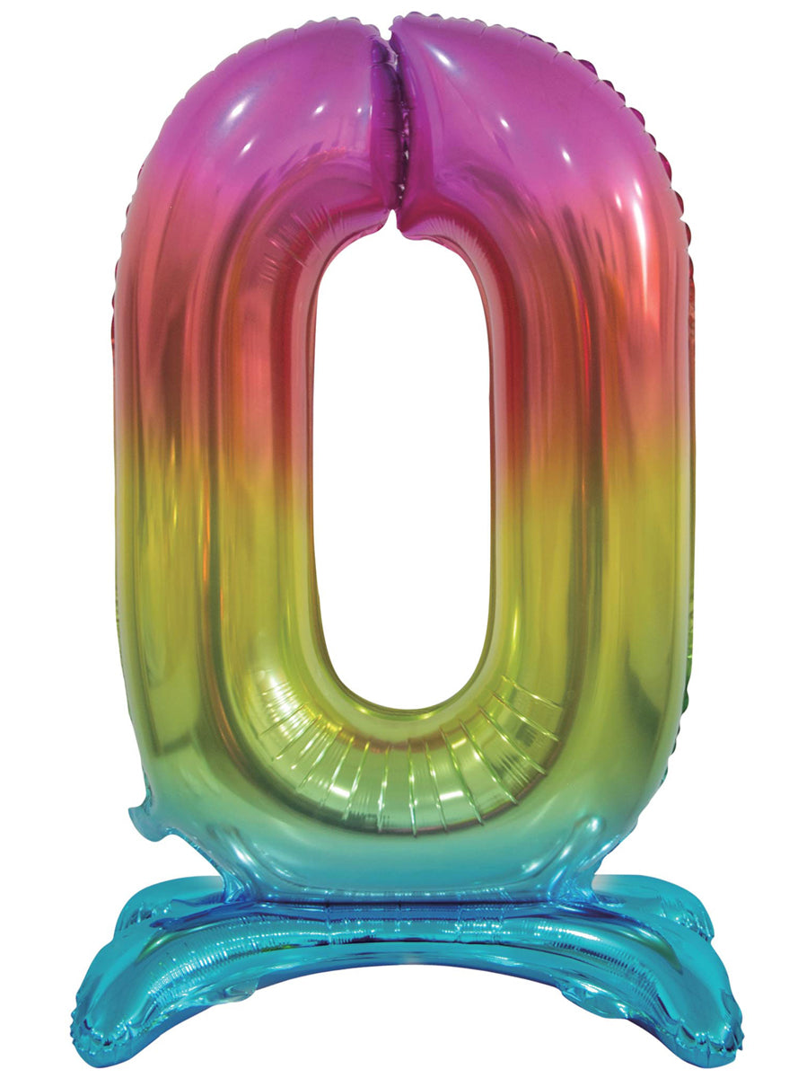 Air Fill Rainbow Standing 0 Foil Balloon - Main Image