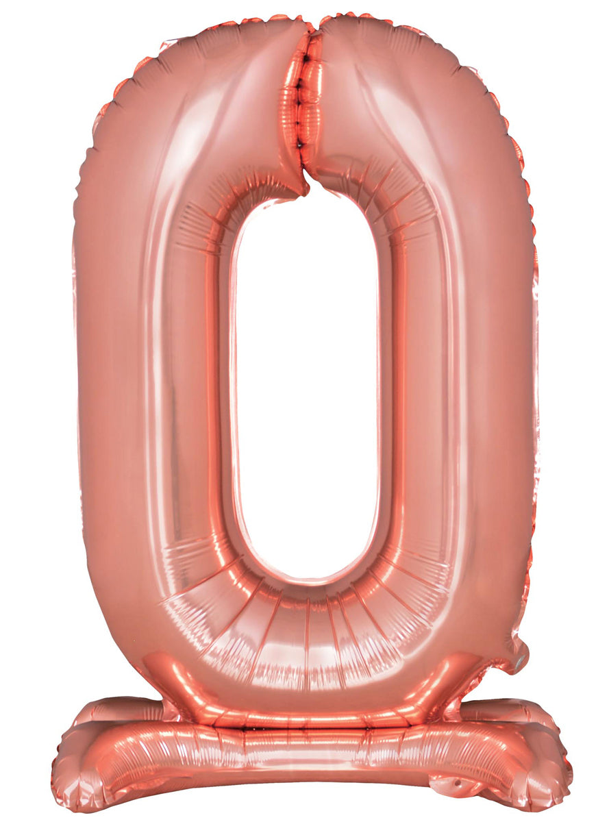 Air Fill Rose Gold Standing 0 Foil Balloon - Main Image