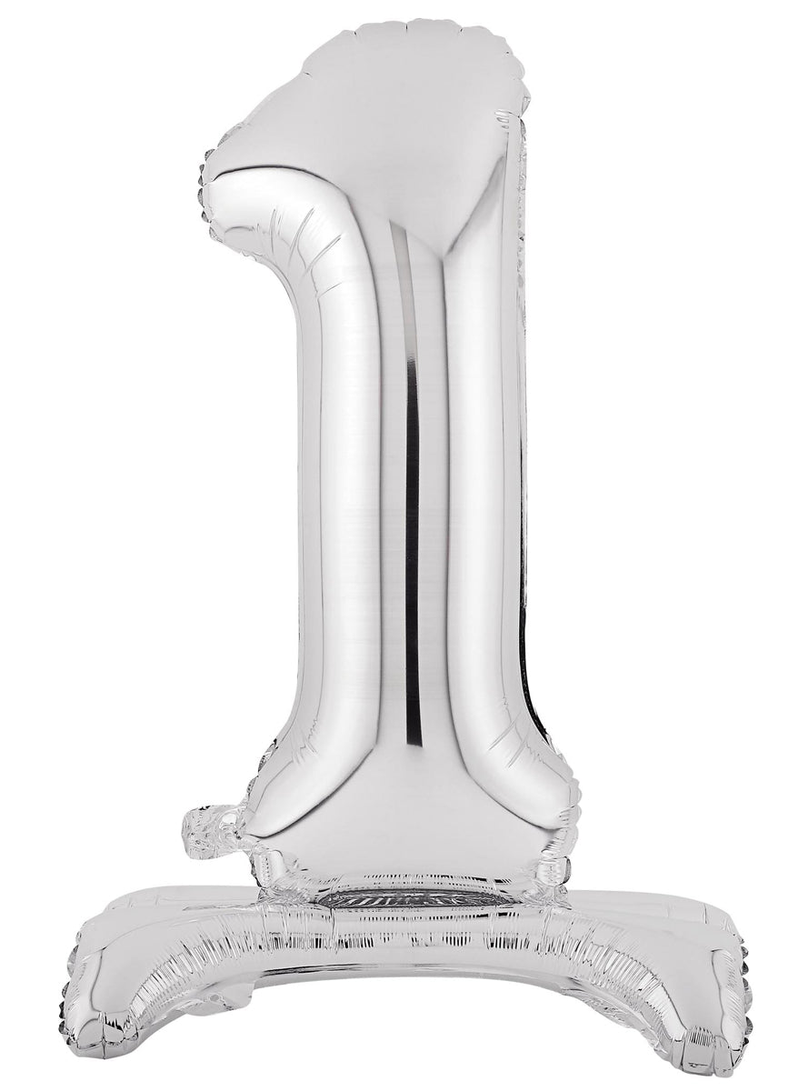 Air Fill Silver Standing 1 Foil Balloon - Main Image