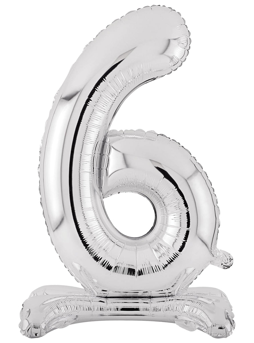Air Fill Silver Standing 6 Foil Balloon - Main Image