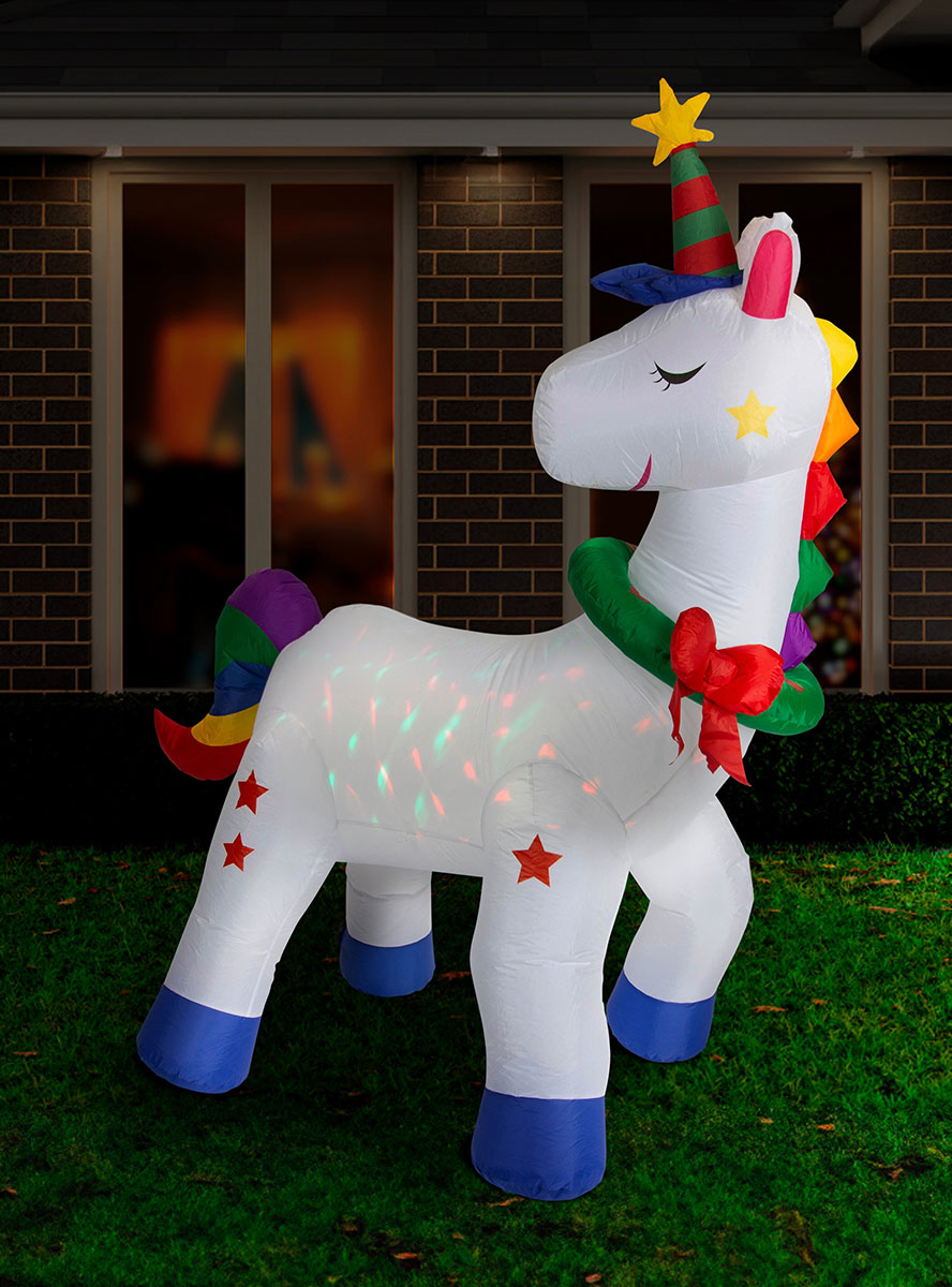Inflatable Unicorn with RGB Disco Light 180cm Air Powered Christmas Decoration - Alternate Image 2