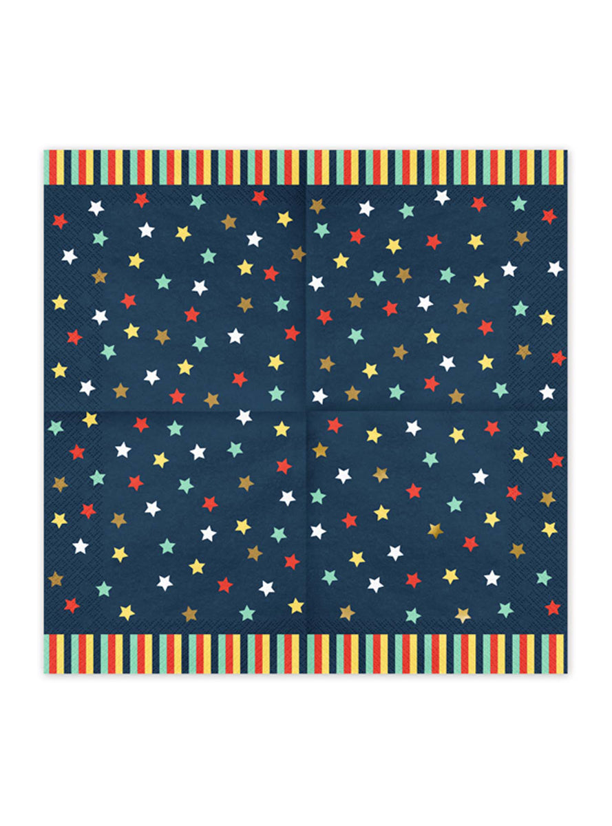 Airplane Stars 12 Pack 33cm Navy Blue Napkins — Unfolded Image