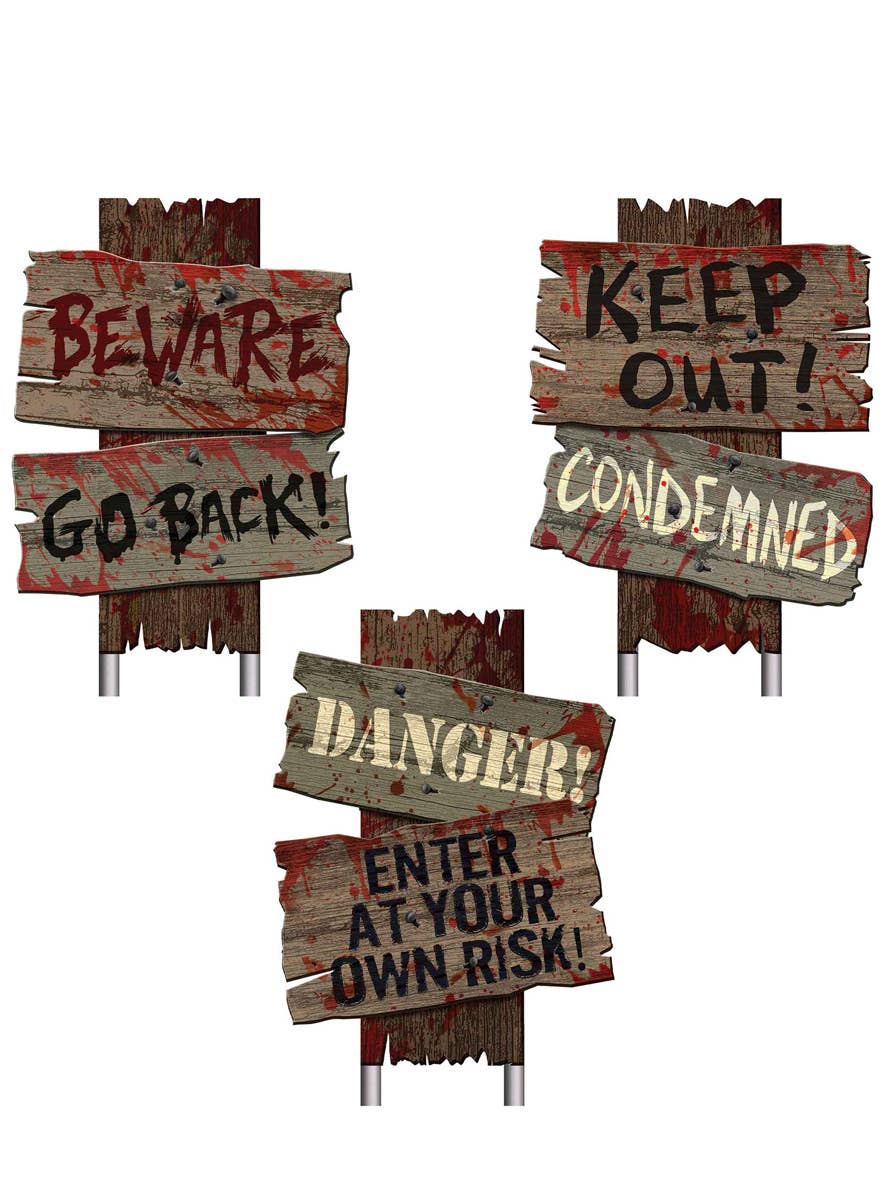 Pack of Beware and Danger Signs Halloween Decoration - Main Image