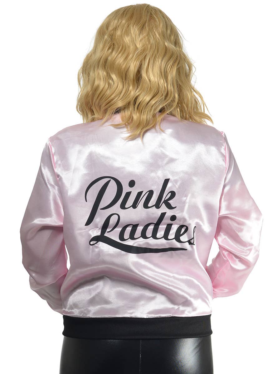 Womens Satin Pink Ladies 1950s Costume Jacket - Back Image