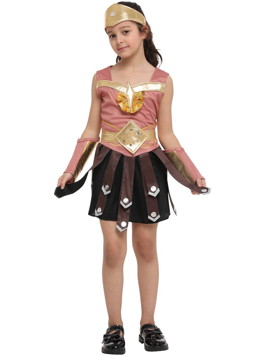 Image of Amazon Warrior Girl's Wonder Woman Superhero Costume - Alternate View