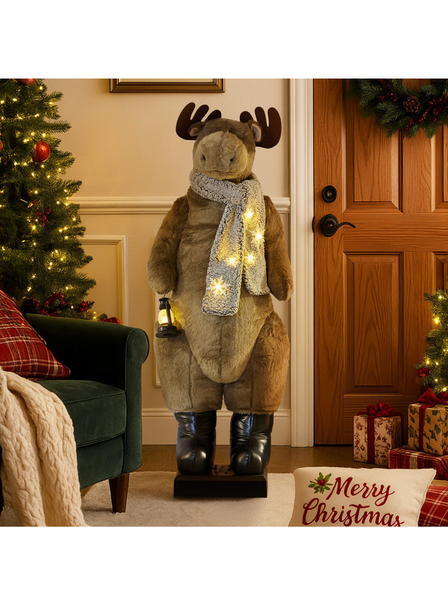 Animated Christmas Moose Decoration 150cm - Alternate Image