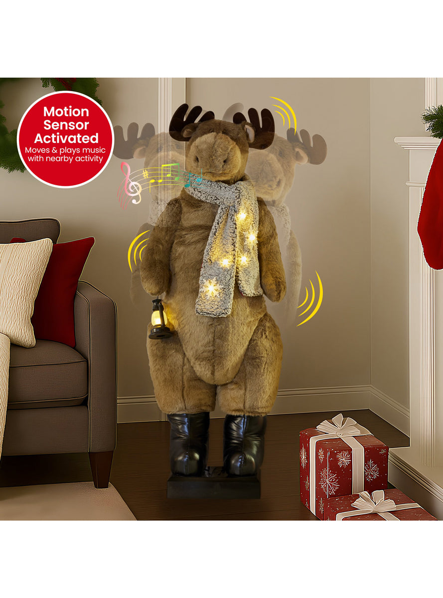 Animated Christmas Moose Decoration 150cm - Info Image 2
