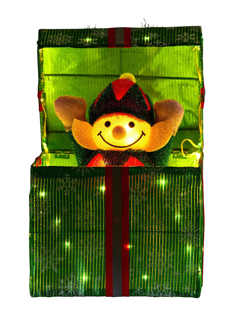Animated Christabelle Light Up LED Elf in Box Christmas Decoration - Main Image