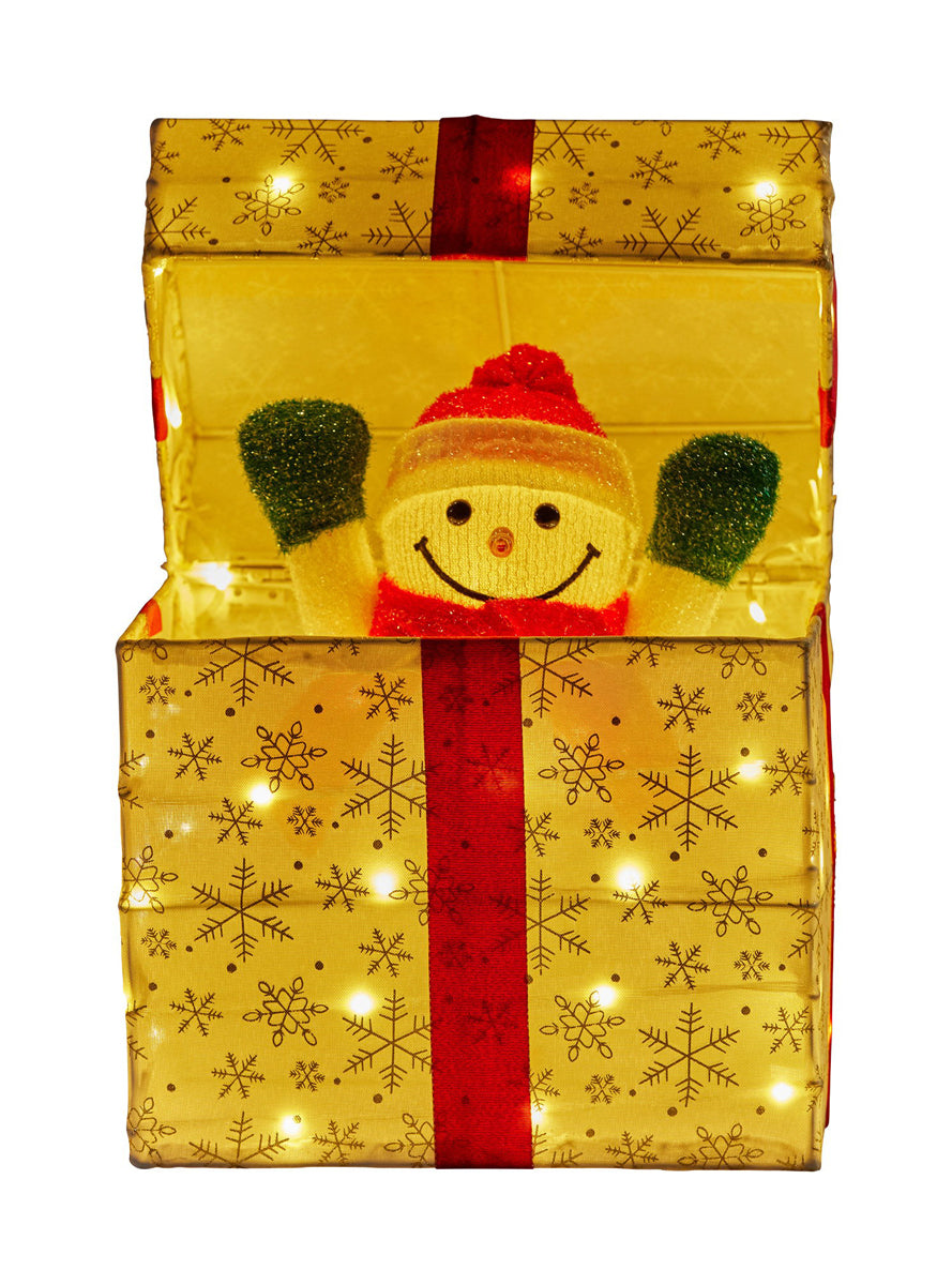 Animated Snowman Gift Box Christabelle Light Up LED Christmas Decoration - Main Image