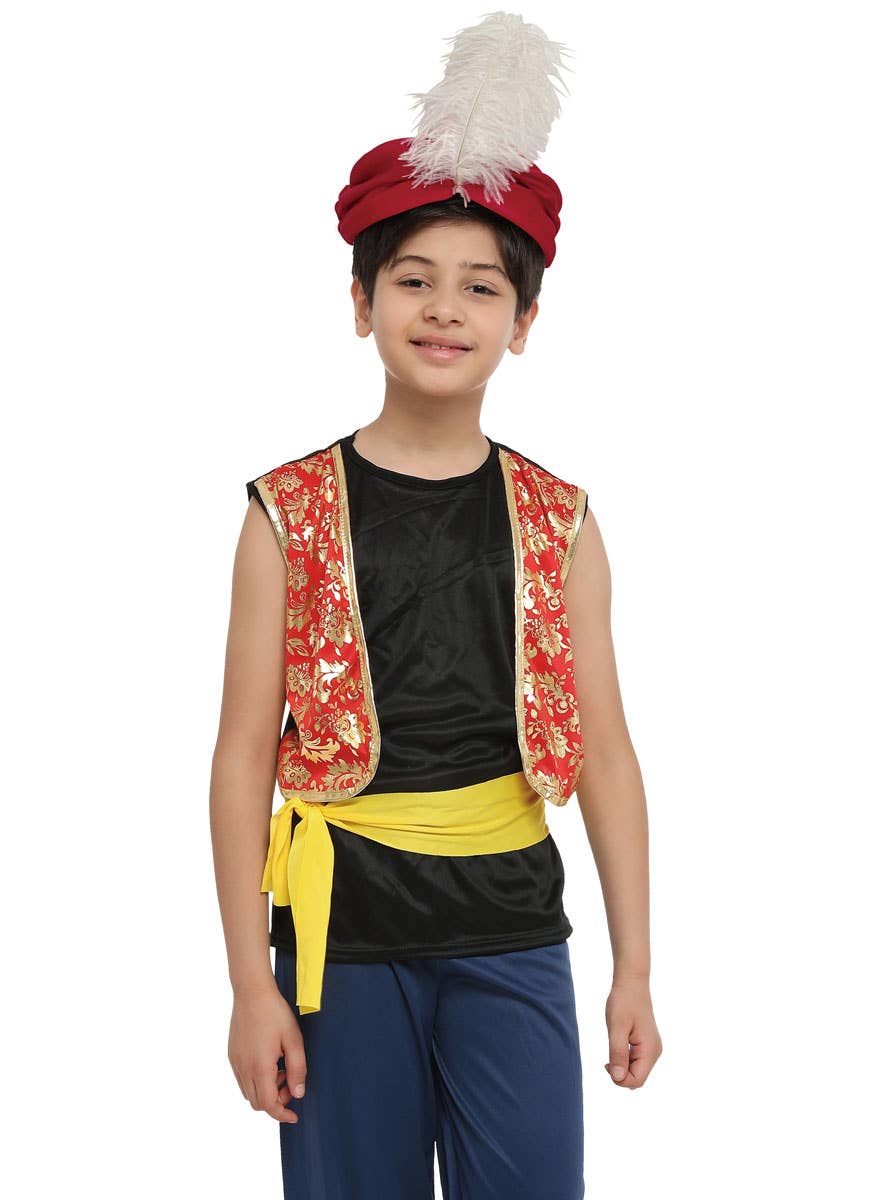 Image of Arabian Prince Boy's Aladdin Fancy Dress Costume - Close View