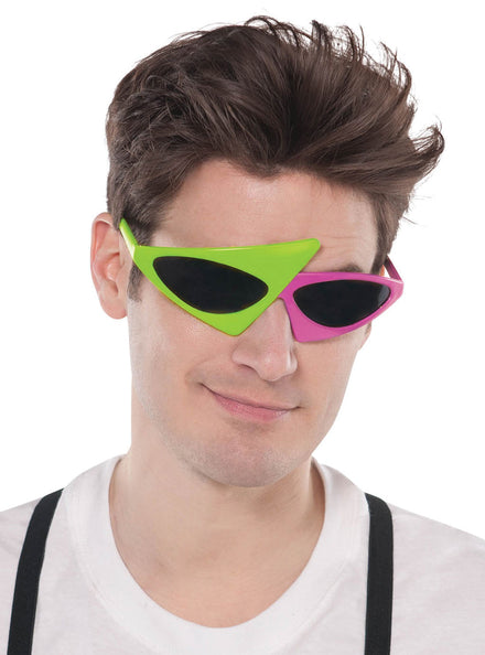 80s Pink and Green Costume Glasses - Main Image