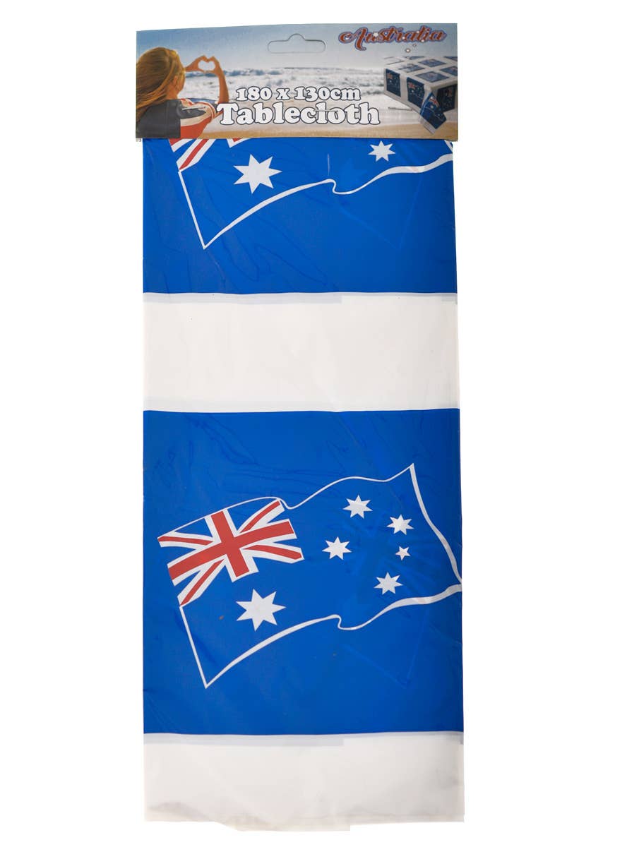 White Australia Day Party Table Cover with Australian Flags - Pack Image