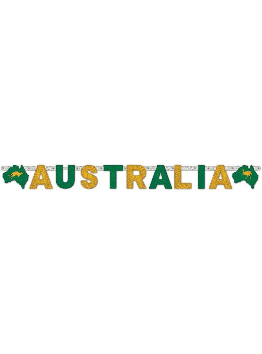 Australia Holographic Green and Gold Party Banner