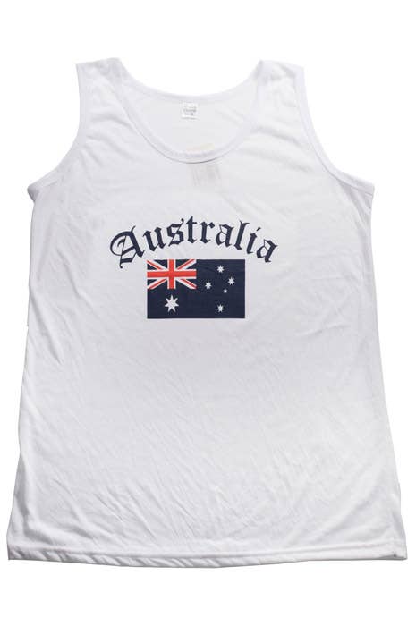 Men's Aussie Flag White Singlet Australia Day - Main Image