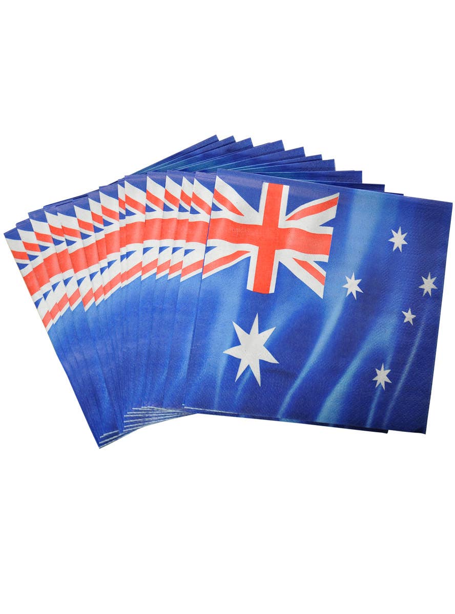 Australian Flag Pack of 16 Paper Napkins - Australia Day Party Supplies