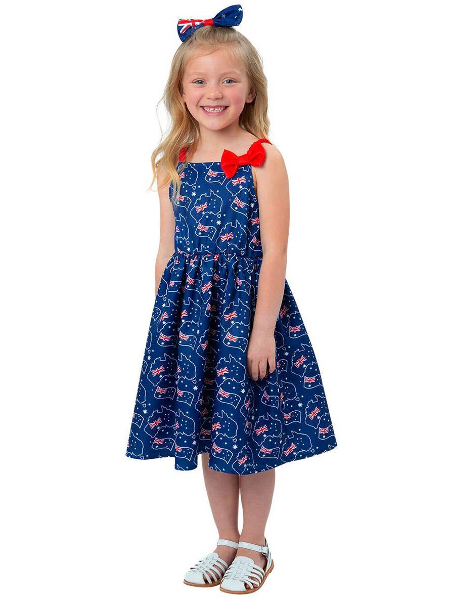 Image of Australia Day Toddler Girls Aussie Flag Printed Costume Dress