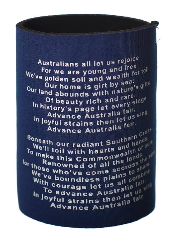 Aussie Flag and Australian Anthem Australia Day Stubbie Holder - Back Image