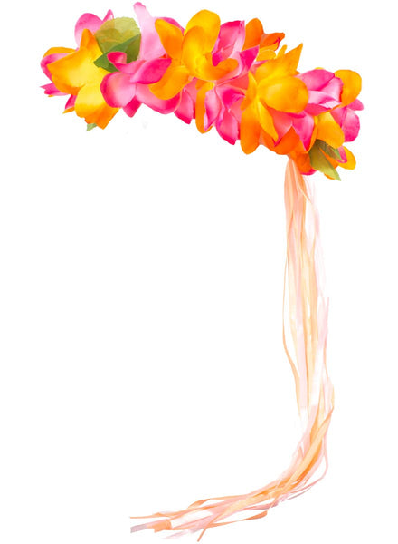 Orange and Pink Hawaiian Flower Crown