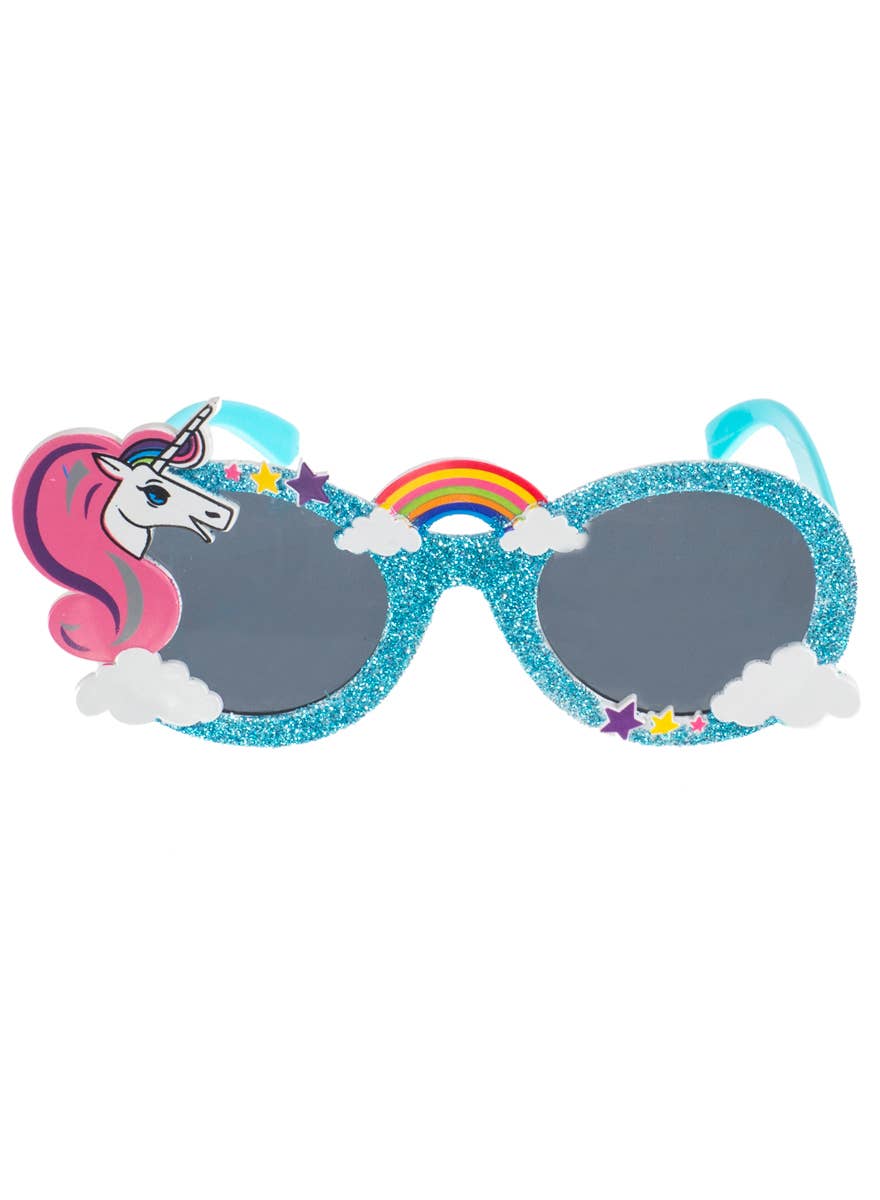 Blue Glitter Unicorn Costume Glasses