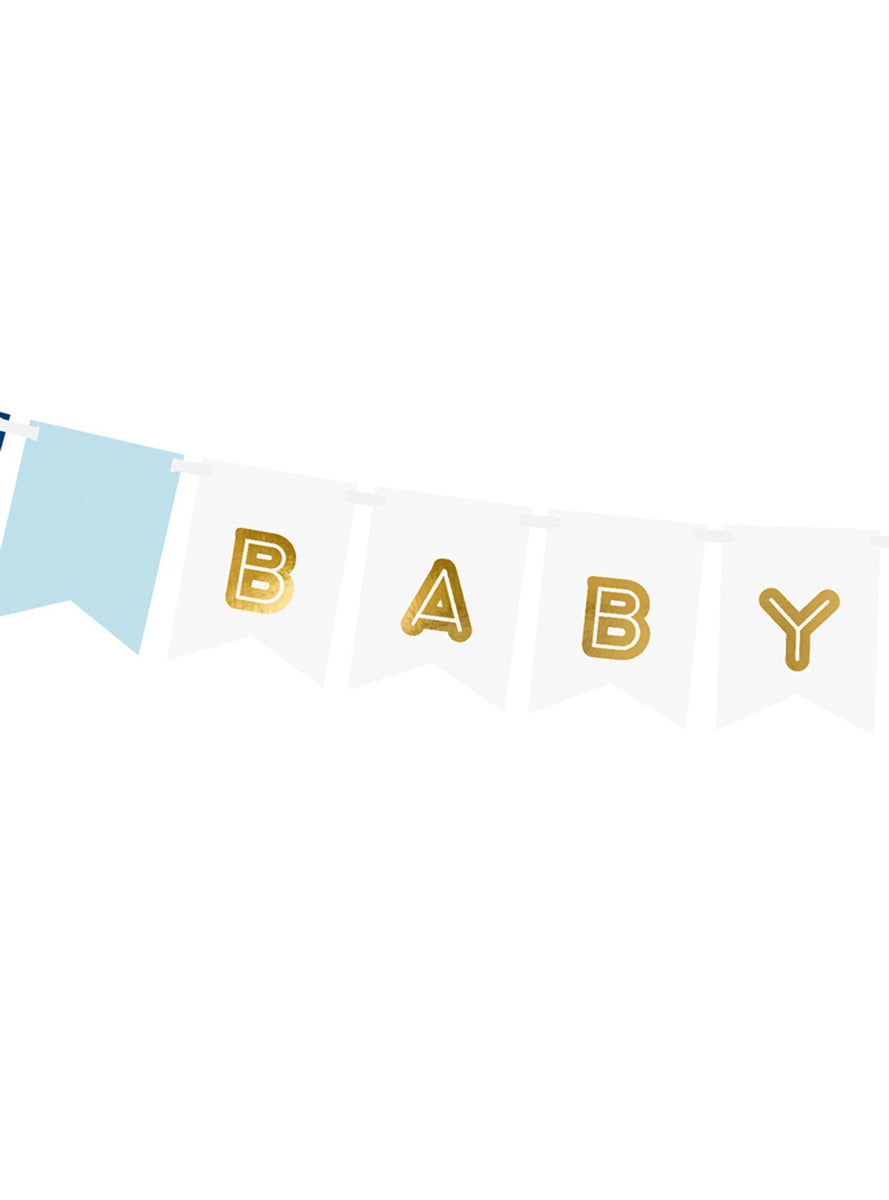 Baby Boy Blue And White Baby Shower Bunting — Close Image