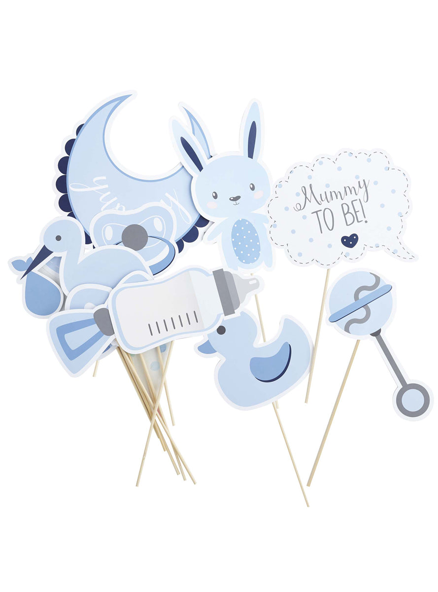 Baby Shower 13 Pack Blue Photo Booth Props - Main Image