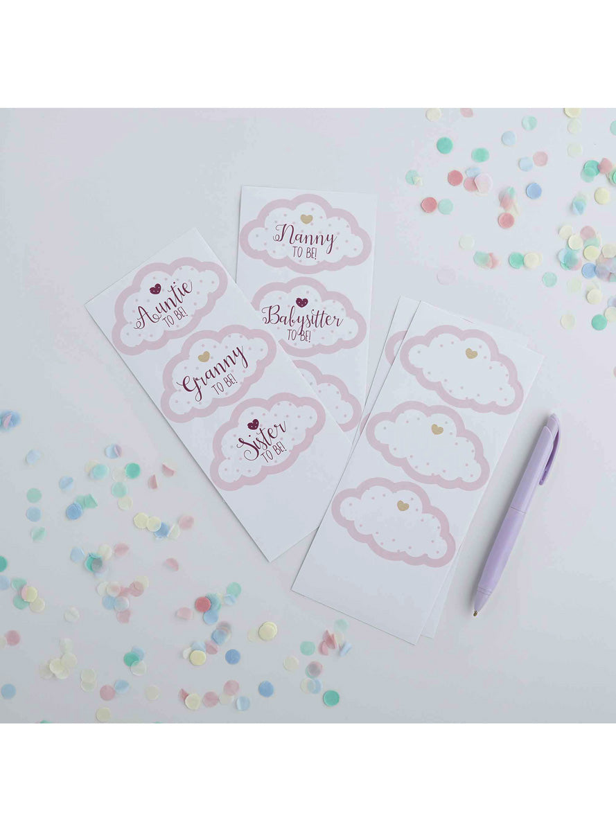 Baby Shower 18 Pack Pink Guest Stickers - Lifestyle Image
