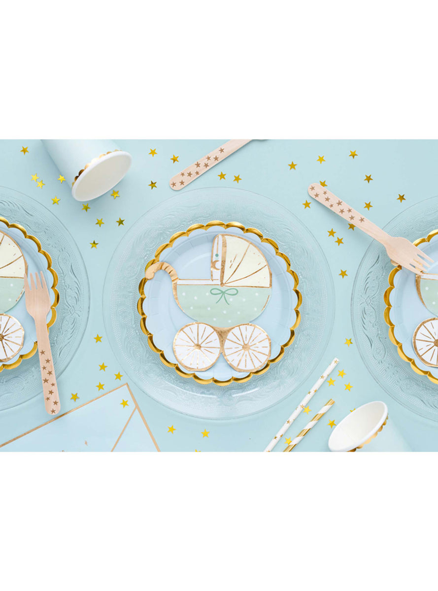 Baby Shower 20 Pack Green Stroller Shaped Napkins — Lifestyle Image