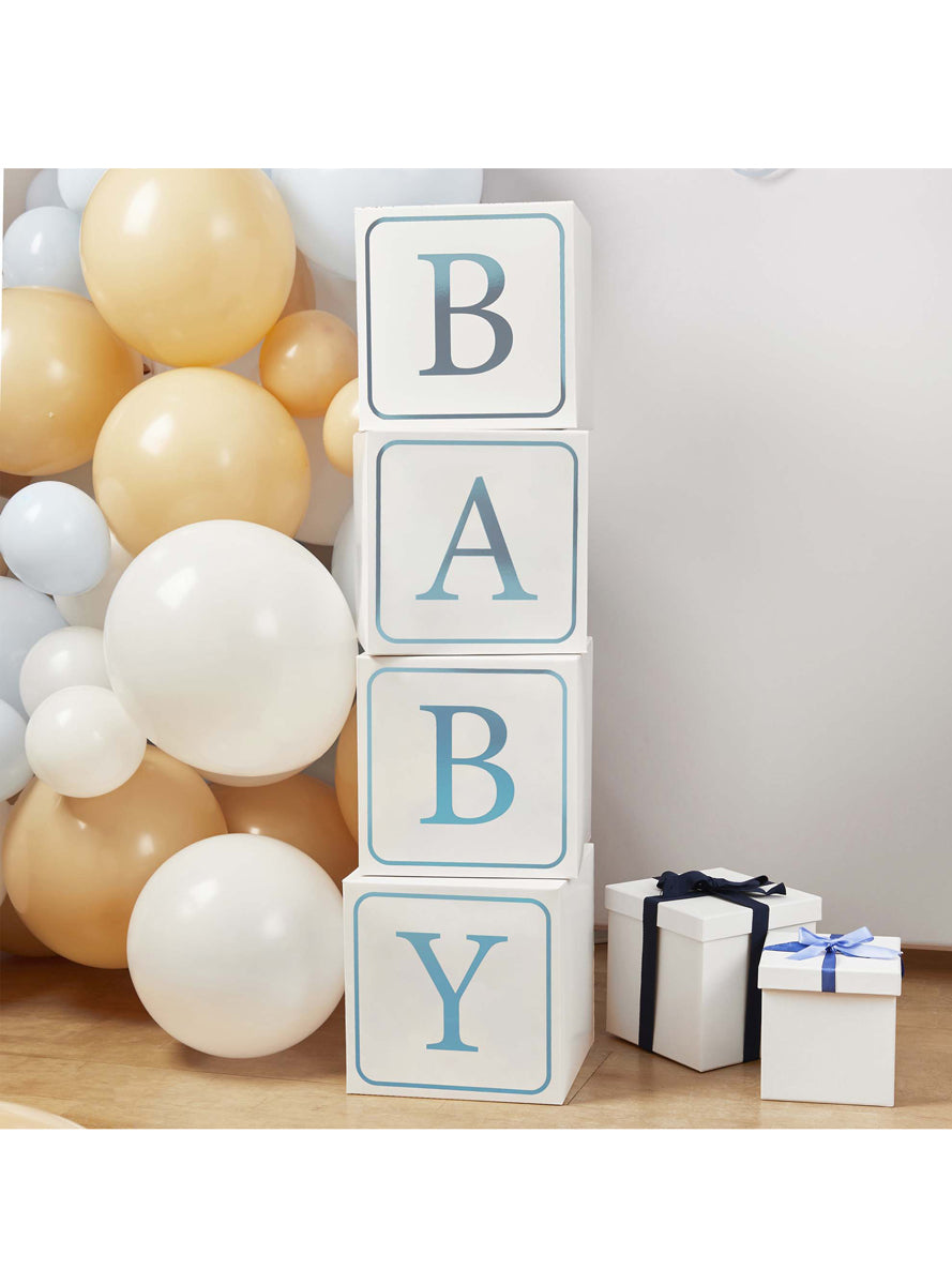 Baby Shower 4 Pack 23cm Blue Letter Blocks — Lifestyle Image