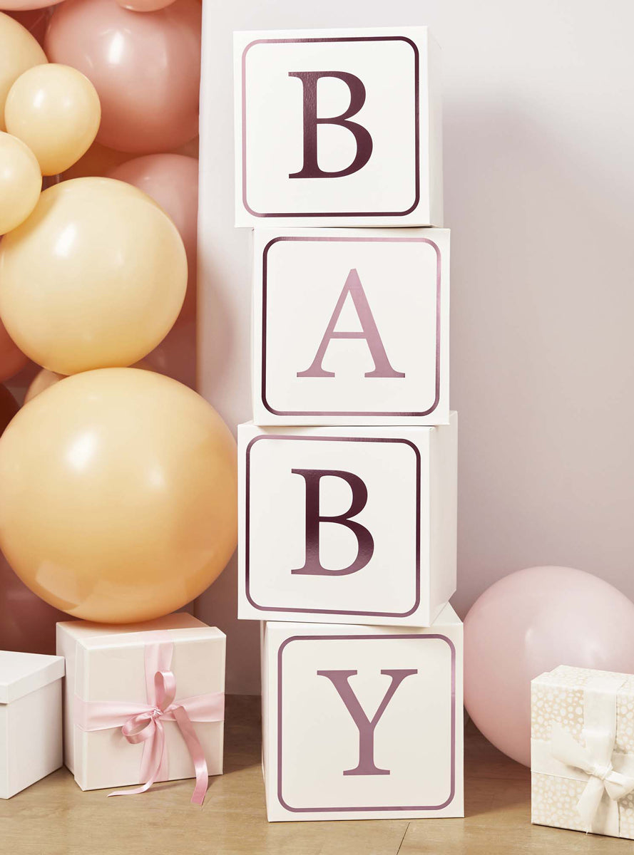 Baby Shower 4 Pack 23cm Pink Letter Blocks — Lifestyle Image