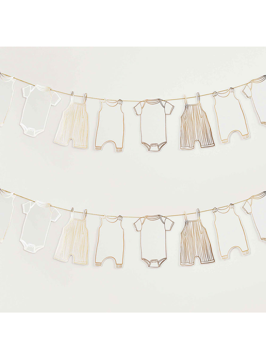 Baby Shower Gold 250cm Long Onesie Garland — Lifestyle Image
