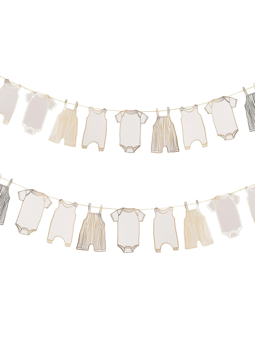 Baby Shower Gold 250cm Long Onesie Garland — Main Image